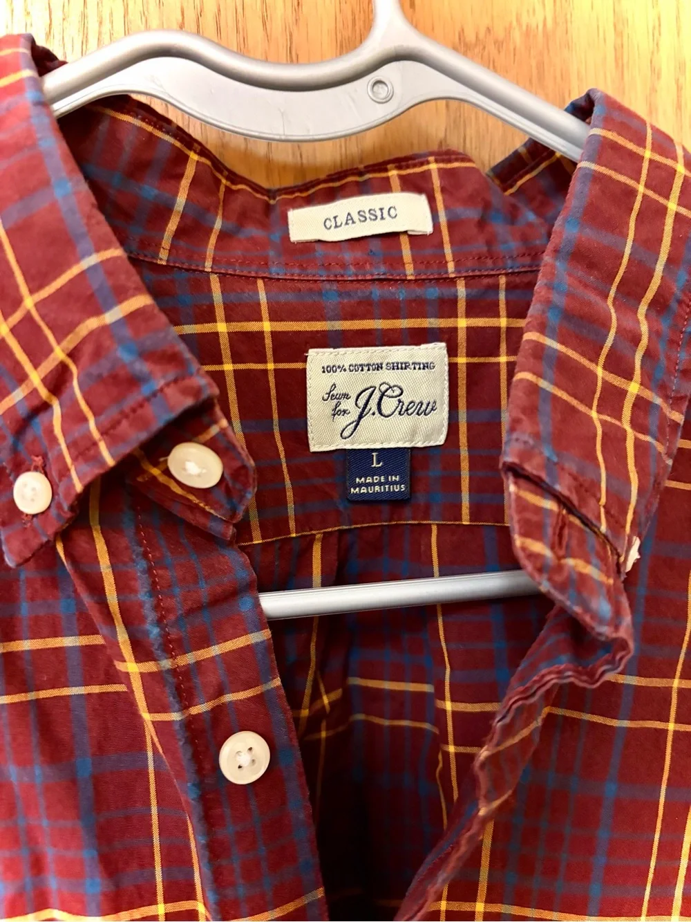 J.Crew Men’s Shirt Large Dress Red Plaid Classic Long Sleeve Collared Button Up